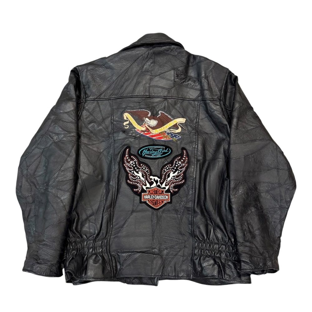 Harley Davidson Patchwork Leather Moto Jacket - image 1